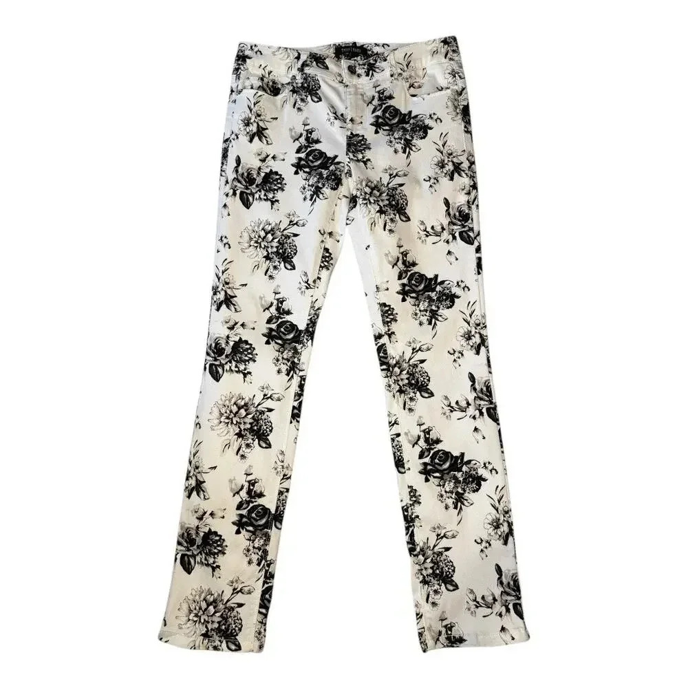 White House Black Market Slim Ankle Floral Jeans